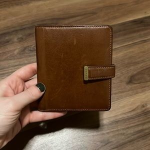 coach vintage leather wallet saddle brown